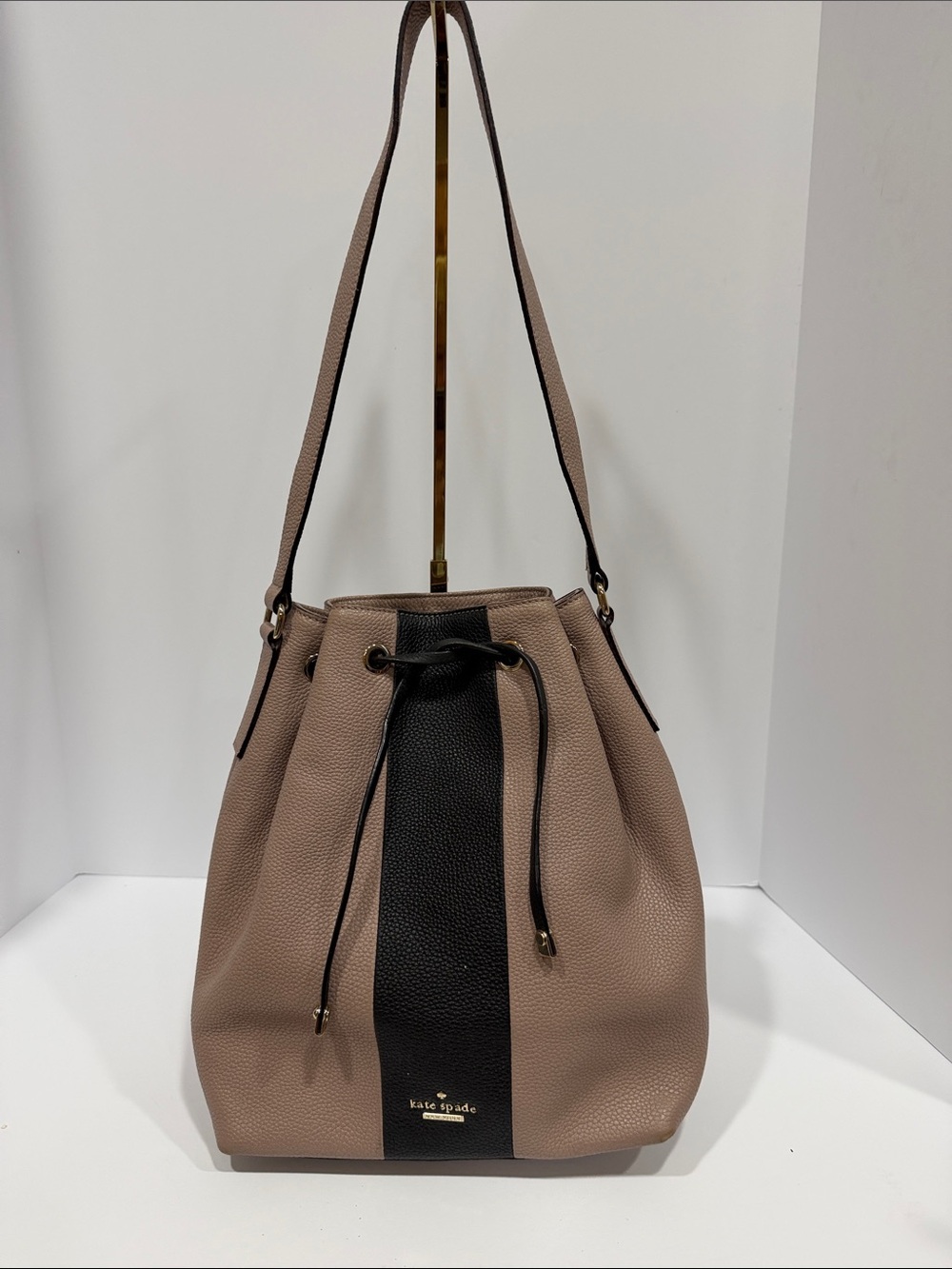 Kate Spade New York Bennett Street Seren Bucket Bag In The Rosewater/Black Color